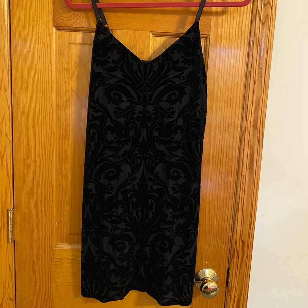 Black aqua velvet dress